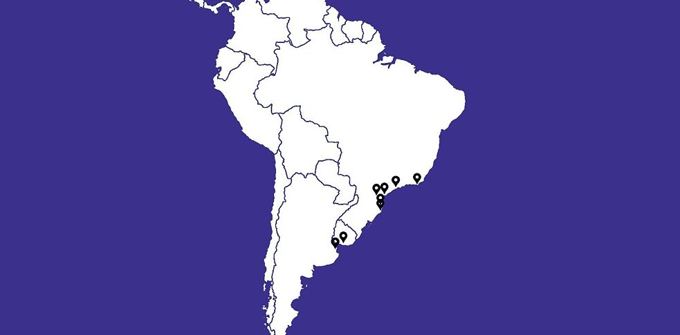 Kartenübersicht der unterschiedlichen Stationen in Südamerika